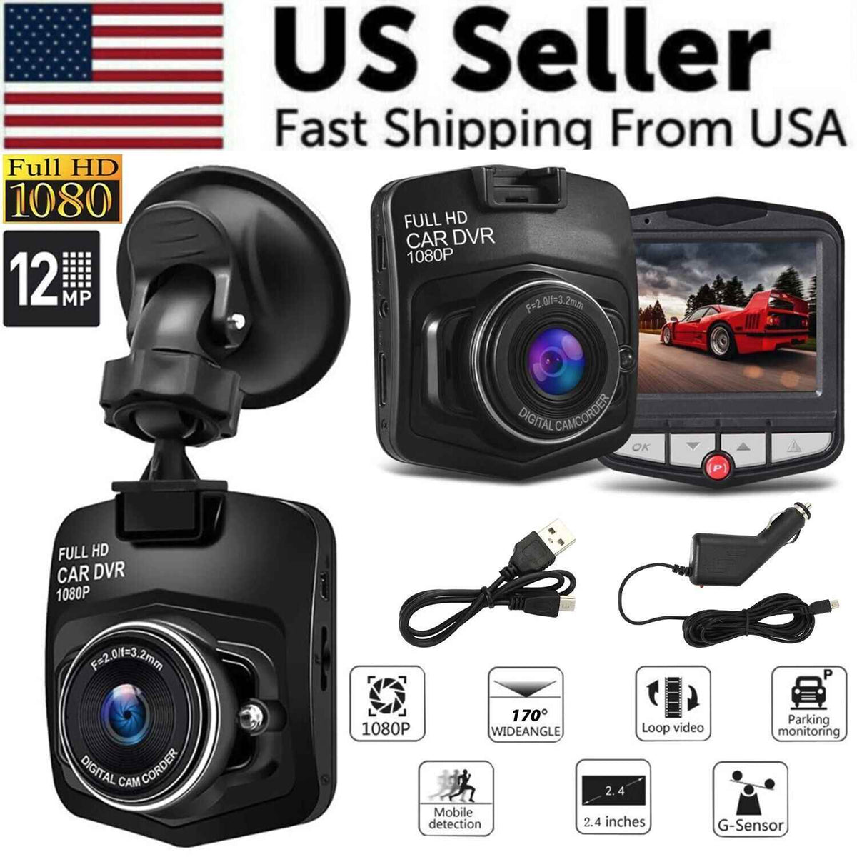 2.4'' Full HD 1080P Dash Cam Car DVR Front or Rear Camera Night Vision - GoSavvyNow
