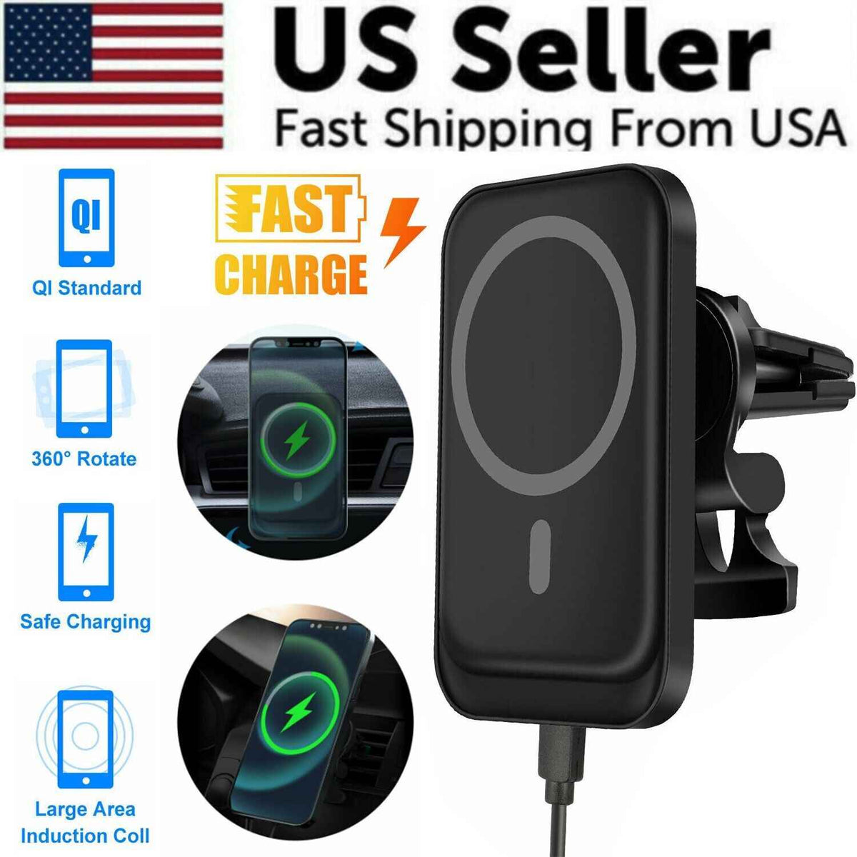 Magnetic Wireless Charger Car Mount Holder For iPhone 12 13 14 Pro Max - GoSavvyNow