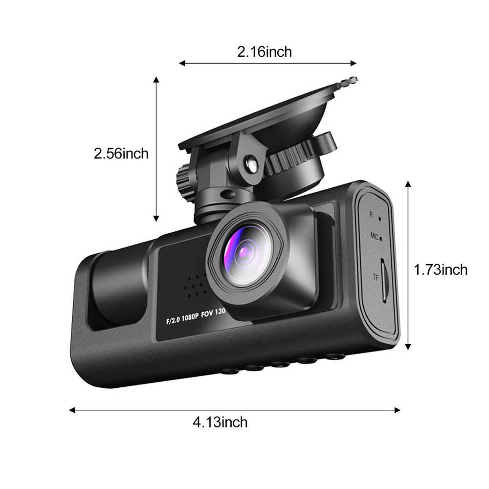 Car Dual Lens Dash Cam HD 1080P Front/Rear/Inside Video Recorder - GoSavvyNow