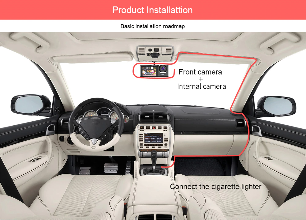 Car Dual Lens Dash Cam HD 1080P Front/Rear/Inside Video Recorder - GoSavvyNow