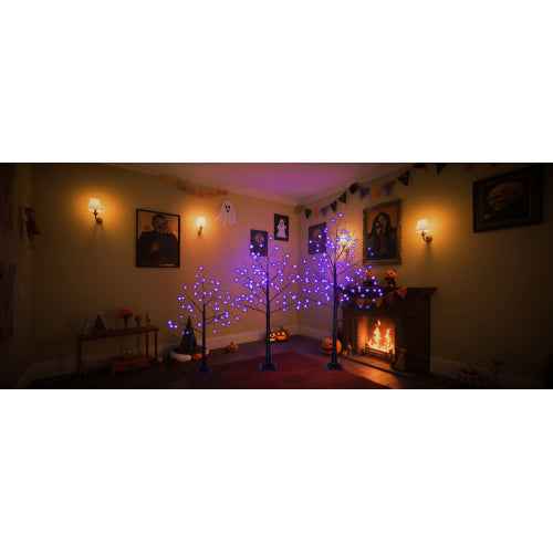Lighted Spooky Tree 3-Pack – Purple LEDs, 4/5/6 ft