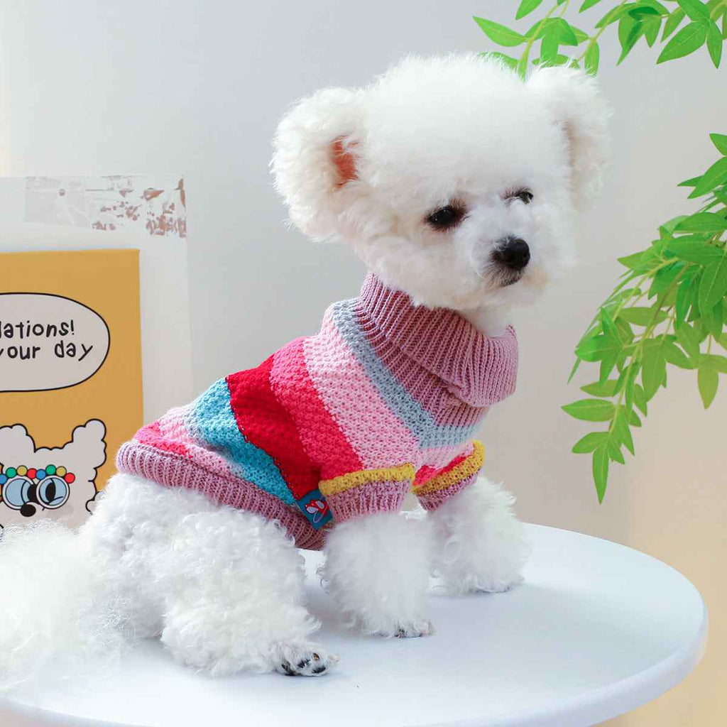 Colorful Striped Sweater – Cozy Pet Wear