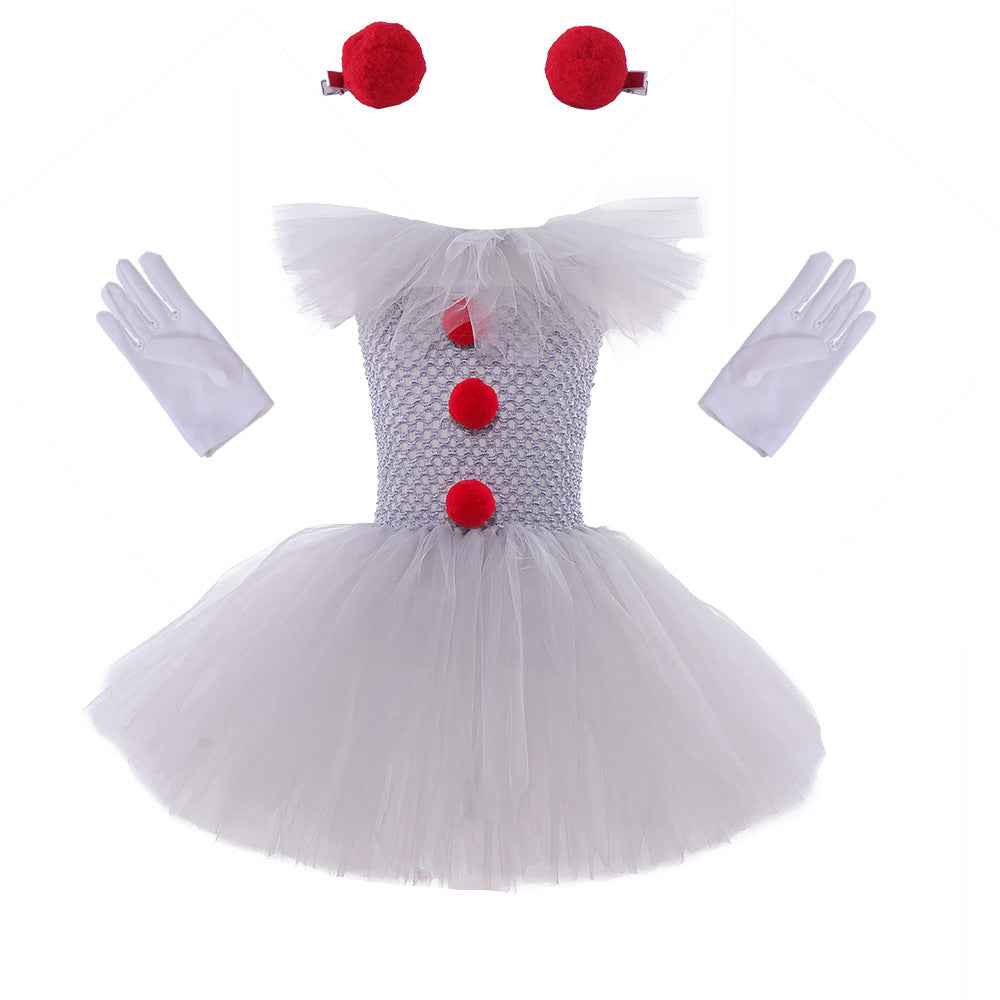 Girls' Mesh Princess Costume Set – Skirt, Lace Collar & Hairpin