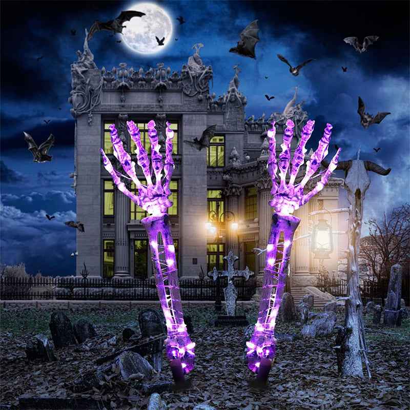 LED Skeleton Arm – Light-Up Yard & Haunted House Decor - Purple Left And Right Hand - GoSavvyNow