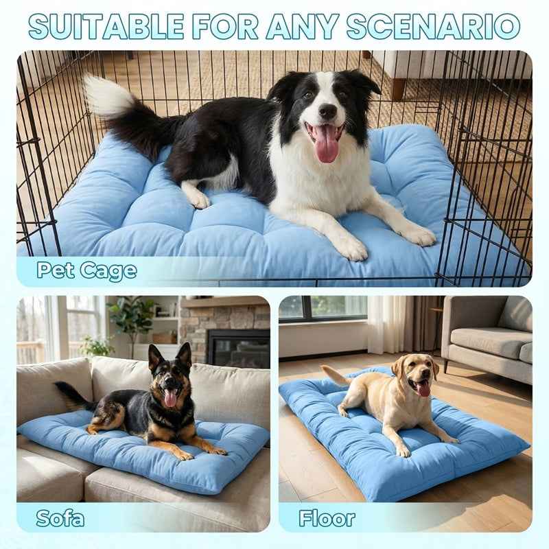XL Plush Dog Sofa Bed, 8-Compartment Cooling Mat with Non-Slip Bottom - GoSavvyNow