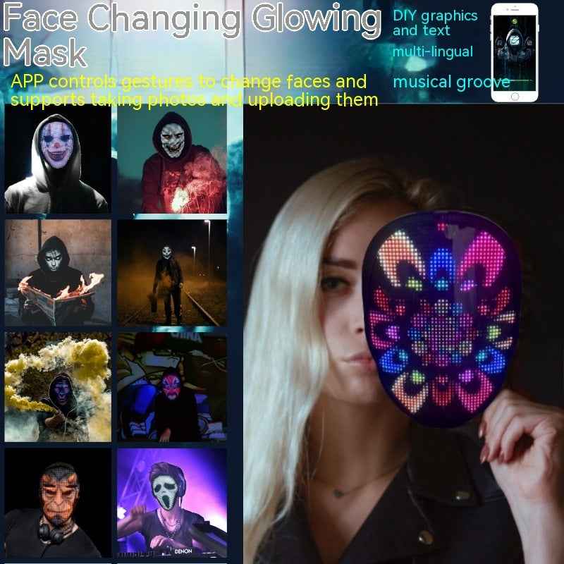 LED Face-Changing Mask – Gesture-Sensing, Party & Bar - GoSavvyNow