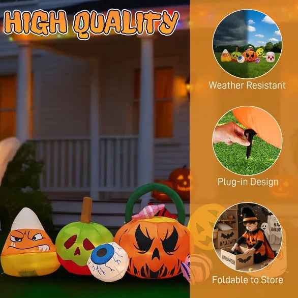 8 ft Inflatable Halloween Cluster – Pumpkins, Eyeballs & Candy