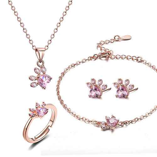 Cat & Dog Paw Ring Set – Gold or Silver Plated