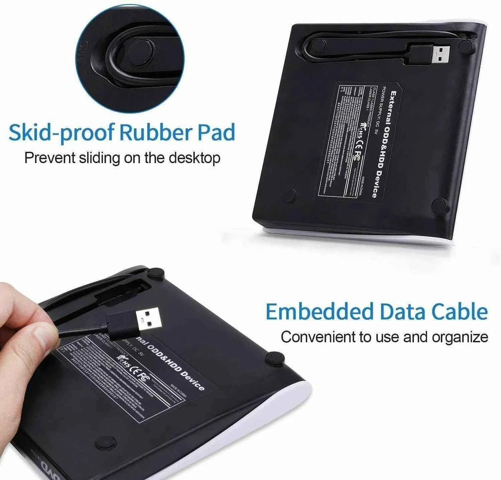 High-Speed Slim External CD DVD Drive - USB 3.0 Burner for Laptops & PCs