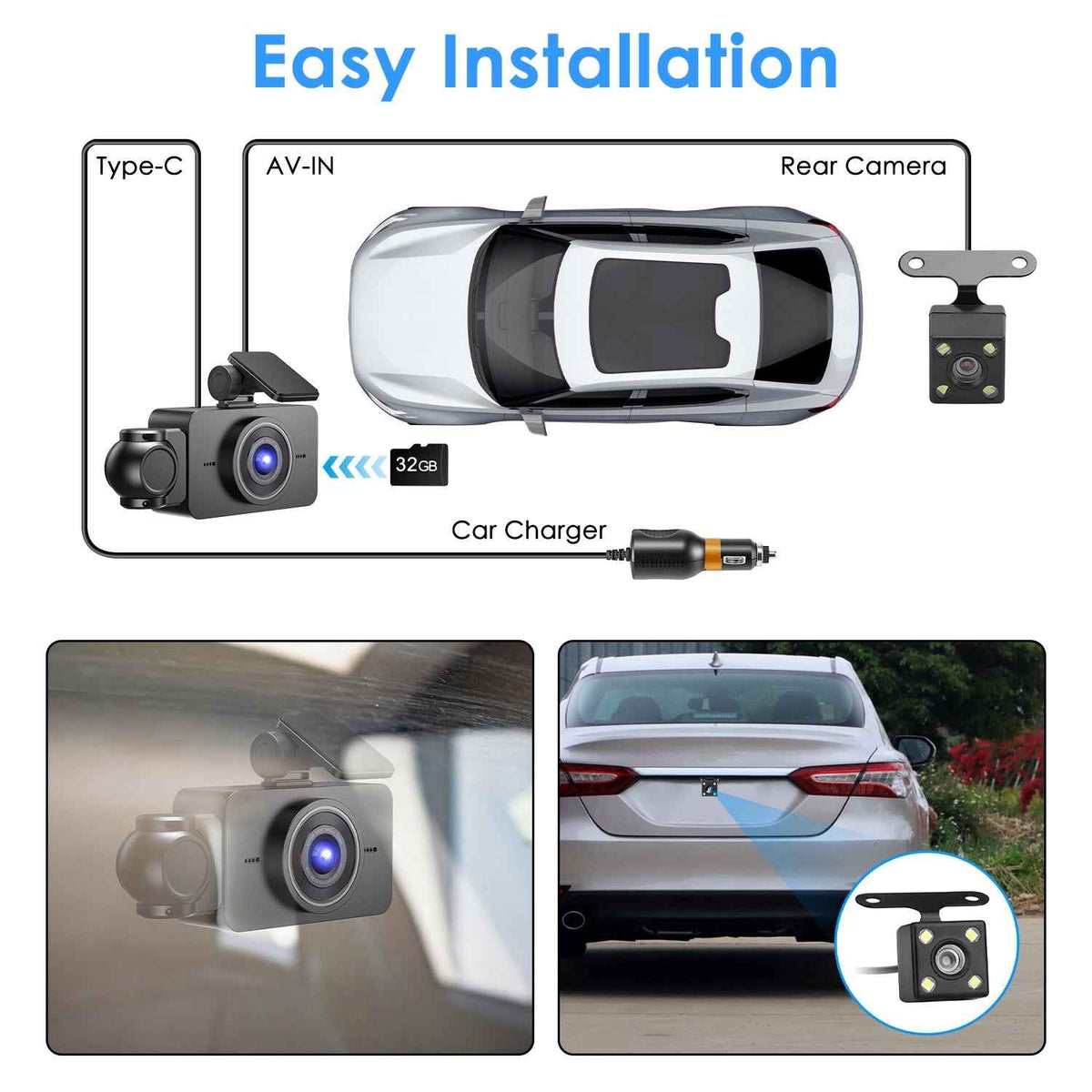 Front and Inside Dash Cam - WiFi FHD 1080P