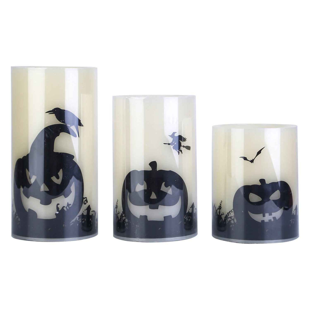 Flameless Halloween Candle Lamp 3-Pack – Timer, Battery