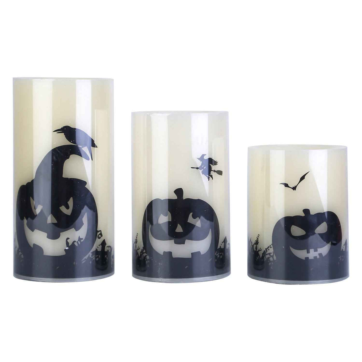Flameless Halloween Candle Lamp 3-Pack – Timer, Battery
