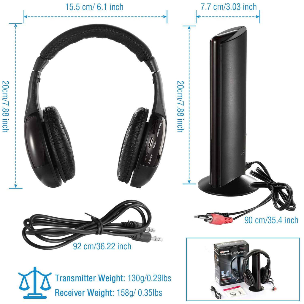 Wireless RF Headphones - Perfect for TV, Radio & More