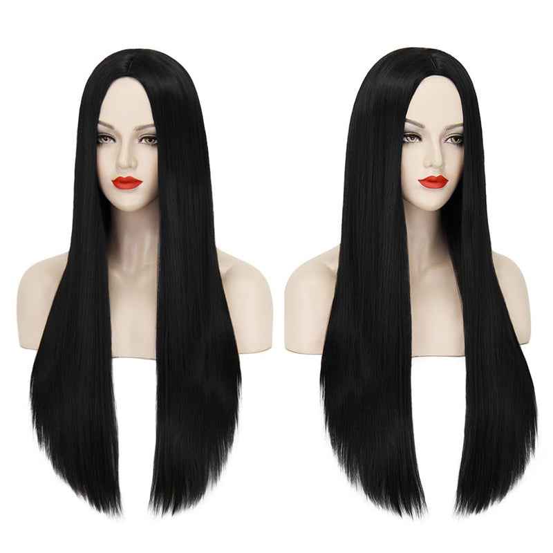 40" Straight Black Wig – Heat-Resistant, Costume & Anime
