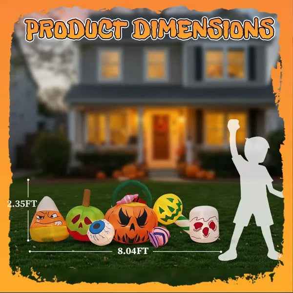 8 ft Inflatable Halloween Cluster – Pumpkins, Eyeballs & Candy