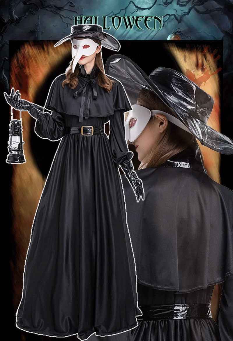 Plague Doctor Costume Set – Beak Mask, Hat & Gloves