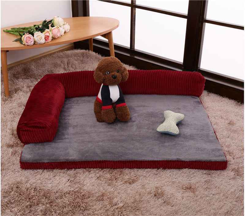 Corduroy Pet Sofa Bed with Non-Slip Base (S-XL) - GoSavvyNow