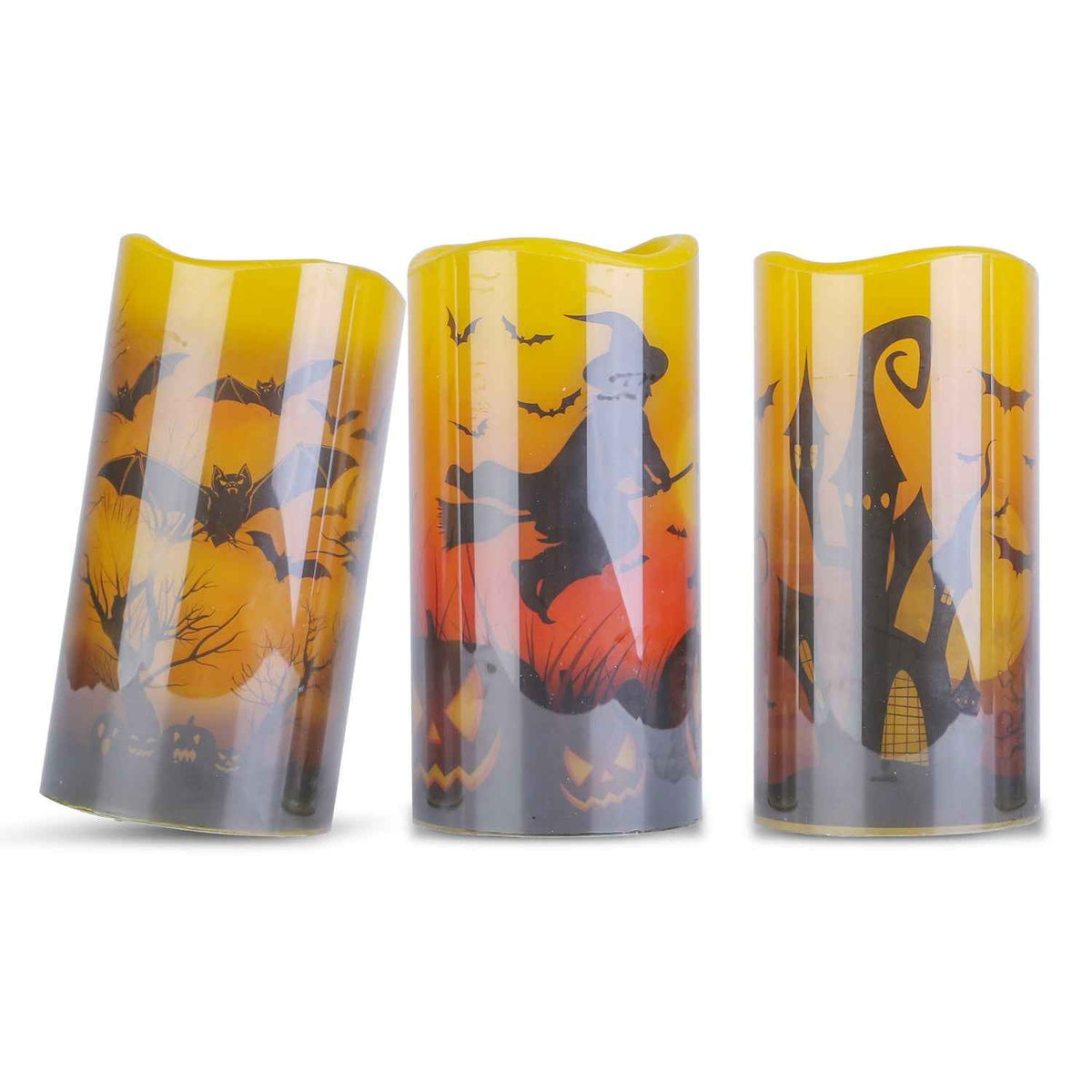 Flameless Halloween Candle Lamp 3-Pack – Timer, Battery