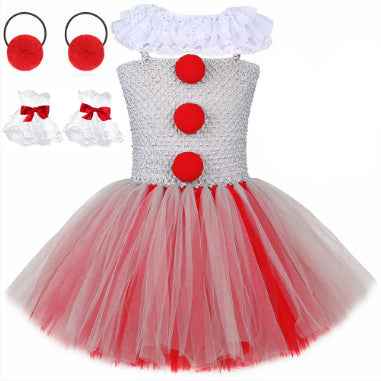 Girls' Mesh Princess Costume Set – Skirt, Lace Collar & Hairpin