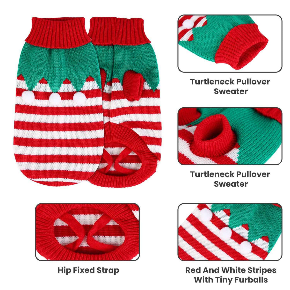 Pet Christmas Turtleneck Sweater – 2 Patterns, 4 Sizes