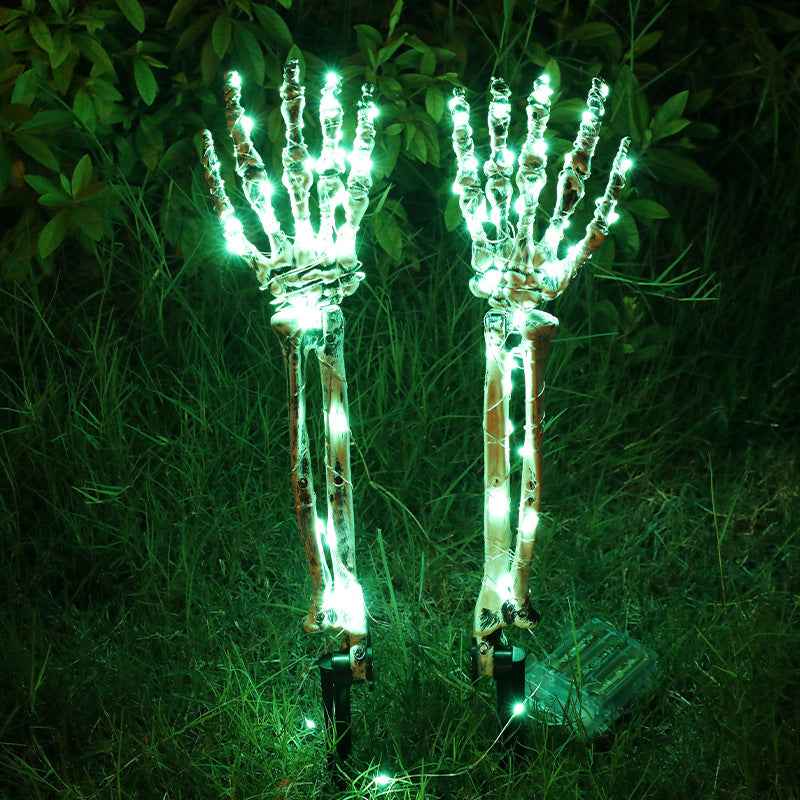 LED Skeleton Arm – Light-Up Yard & Haunted House Decor - Green Left And Right Hand - GoSavvyNow