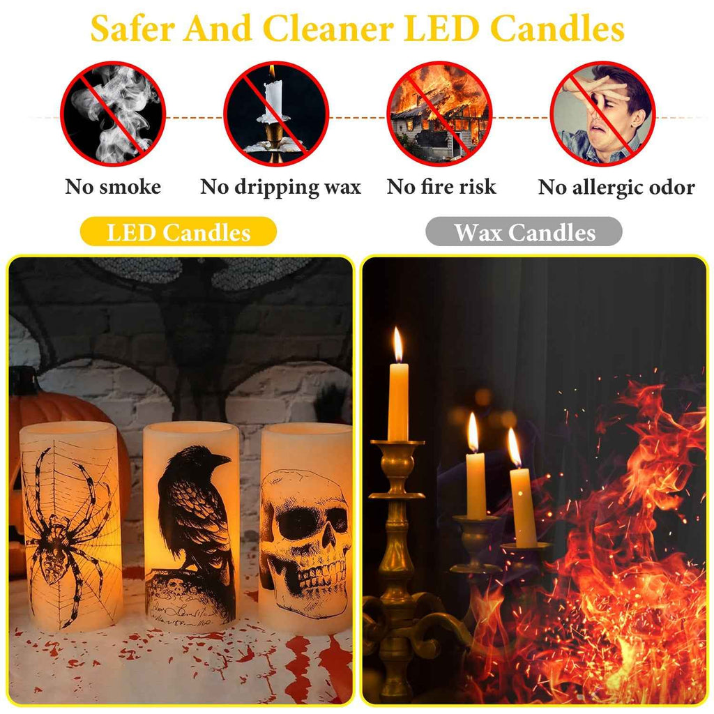 Flameless Halloween Candle Lamp 3-Pack – Timer, Battery