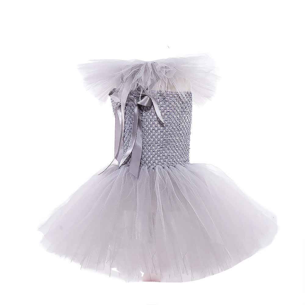 Girls' Mesh Princess Costume Set – Skirt, Lace Collar & Hairpin