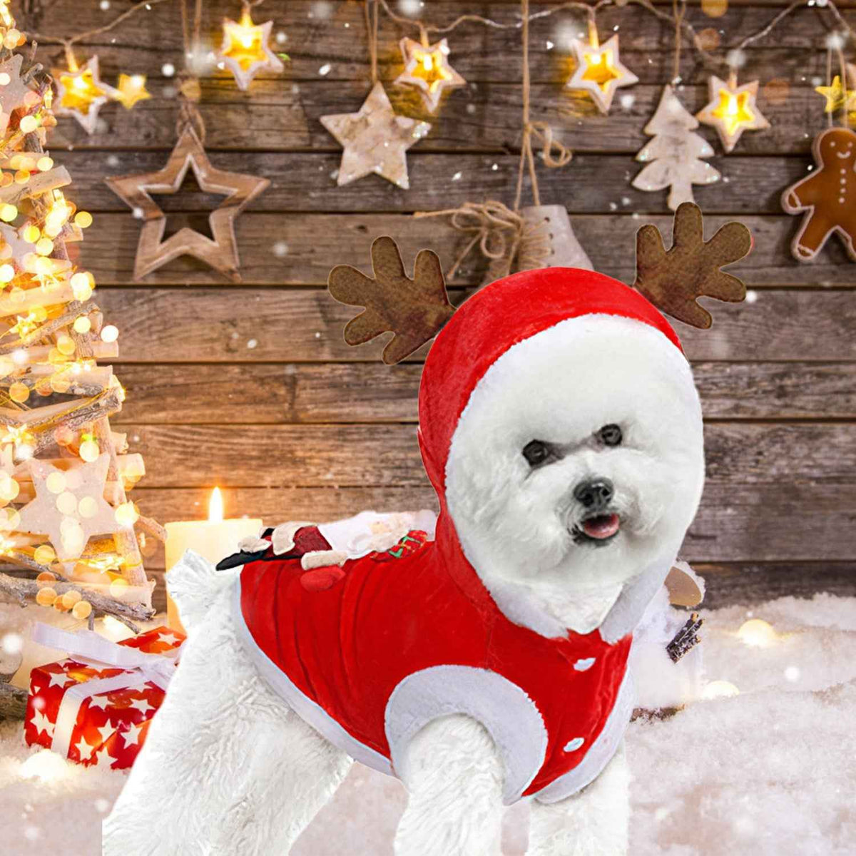 Pet Santa Reindeer Costume with Antlers – Dogs & Cats