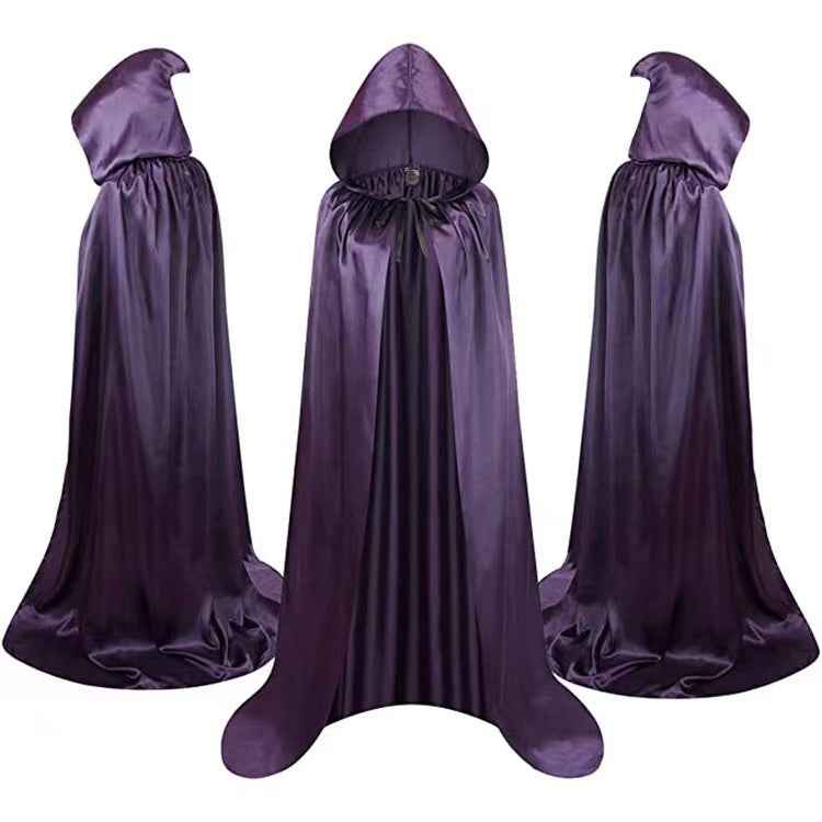 Kids' Hooded Wizard Cloak – Black Halloween Cape