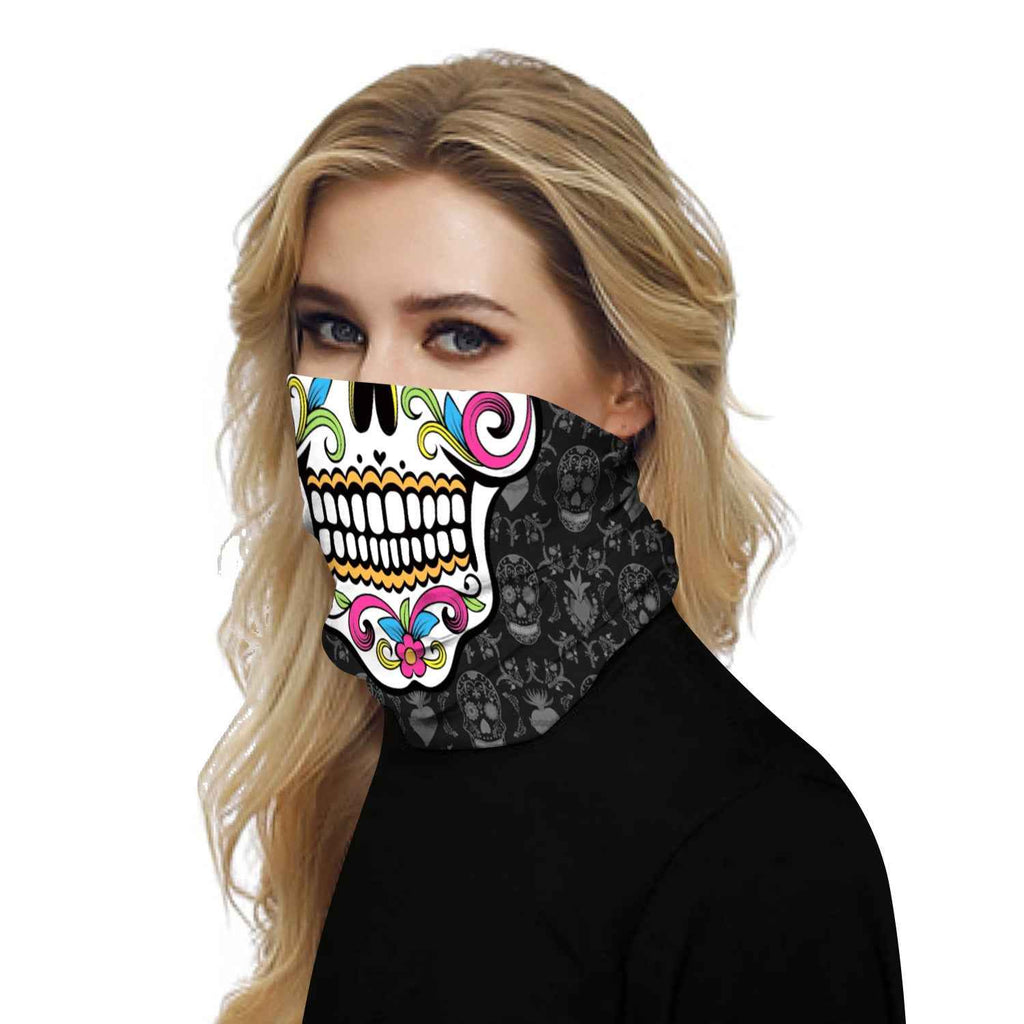Skull-Print Outdoor Face Mask – Wind & Bug Proof