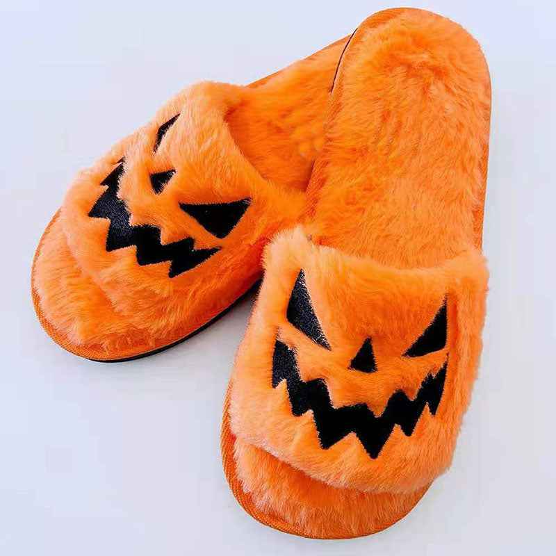 Halloween Slippers for Women – Warm Plush House Shoes