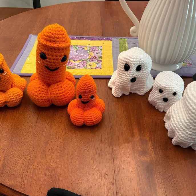 Crocheted Pumpkin & Ghost Ornaments – Handmade