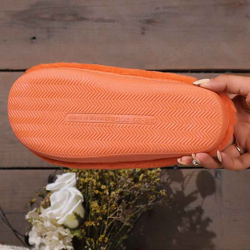 Halloween Pumpkin Slippers – Warm Plush House Shoes