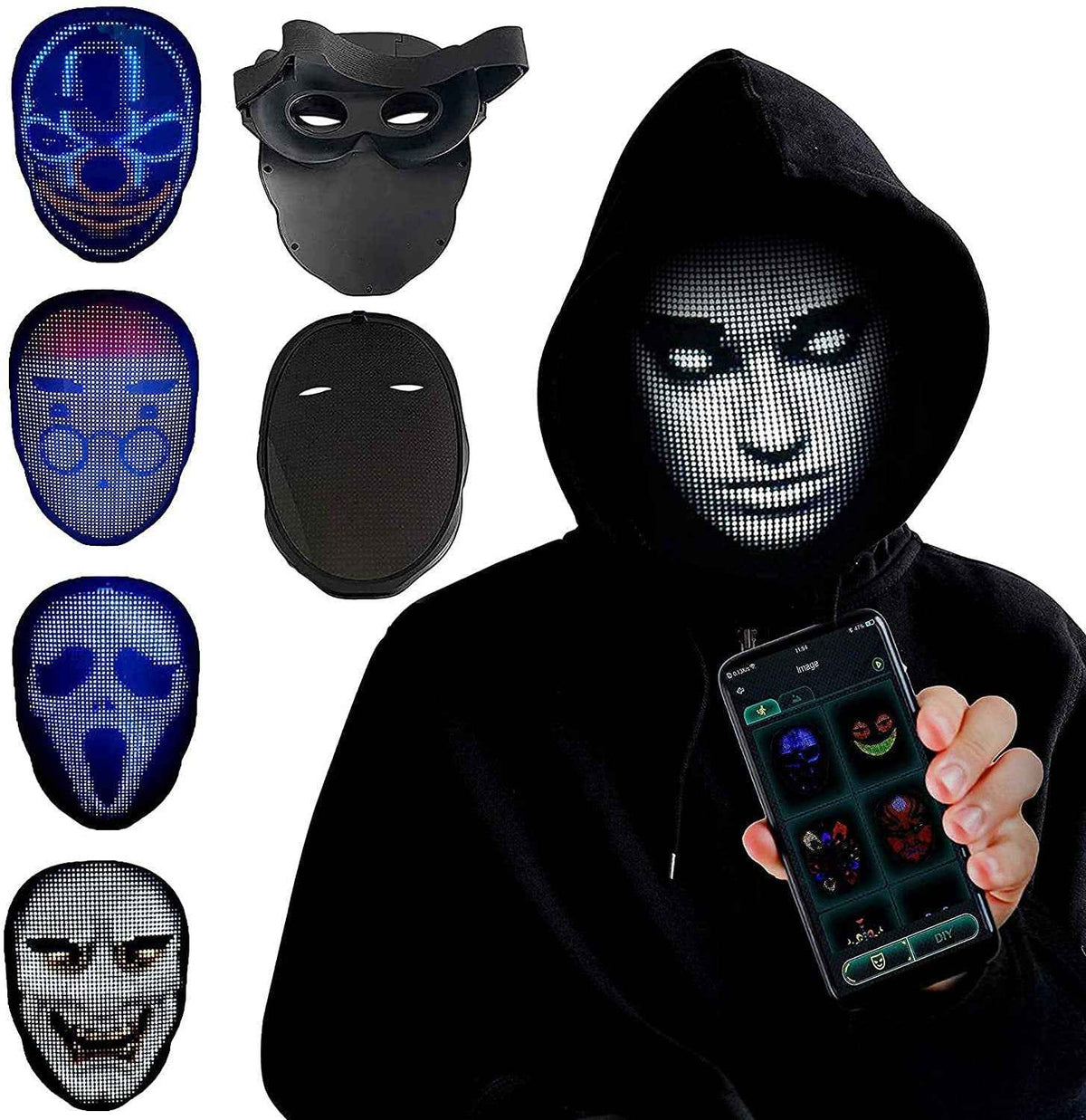 LED Face-Changing Mask – Gesture-Sensing, Party & Bar - GoSavvyNow