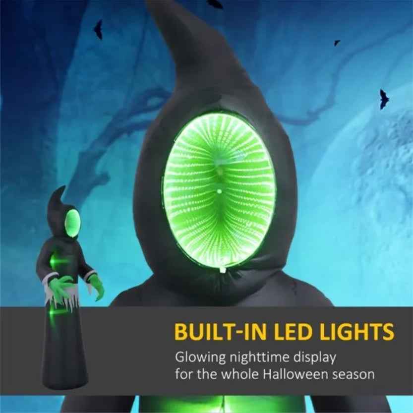 8 ft Mirror-Face Ghost – LED Inflatable Yard Decor