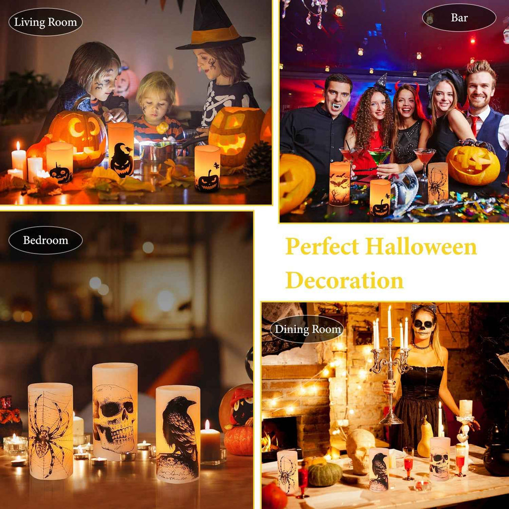 Flameless Halloween Candle Lamp 3-Pack – Timer, Battery