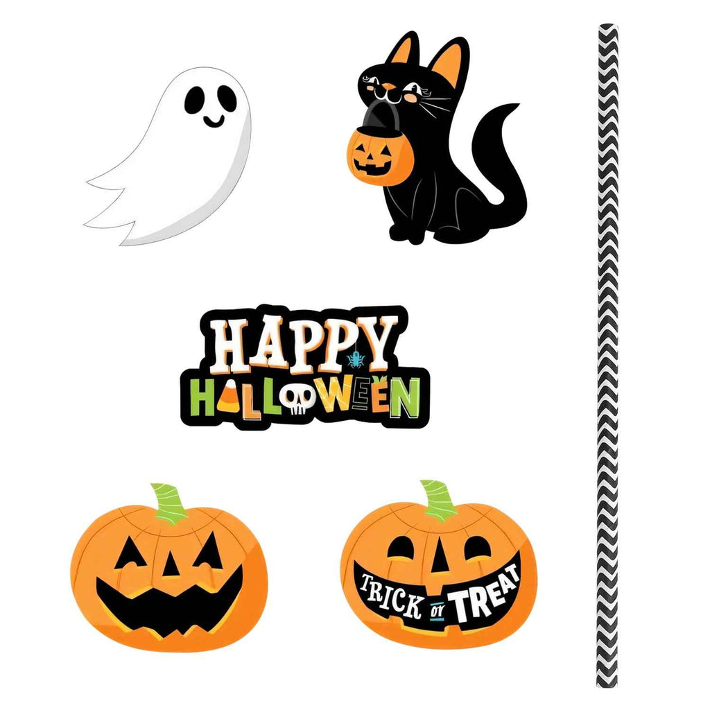 Halloween Paper Straws – 25 Pack, Ghost & Cat Prints