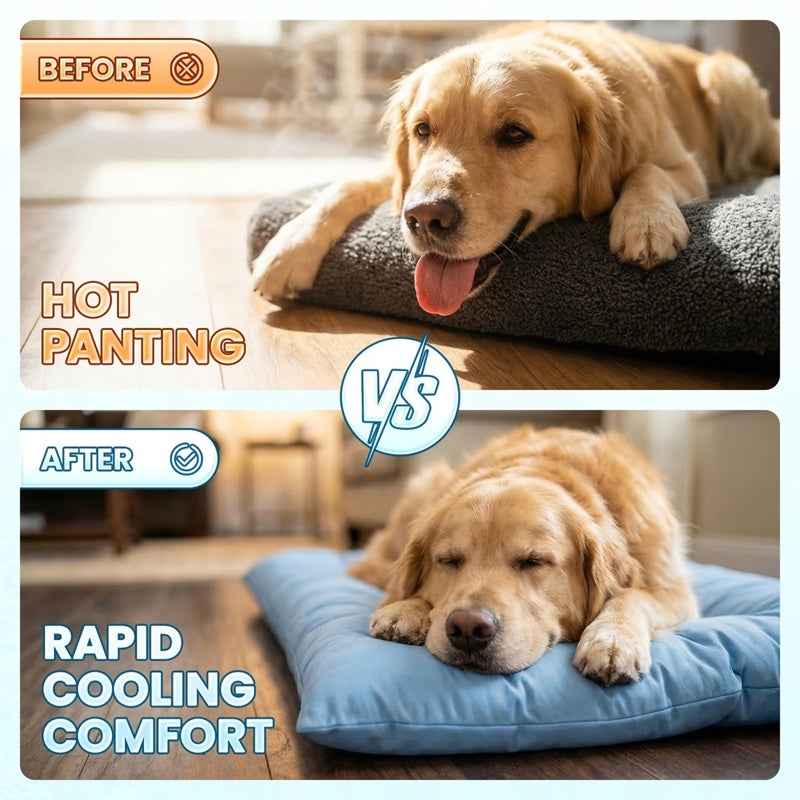 XL Plush Dog Sofa Bed, 8-Compartment Cooling Mat with Non-Slip Bottom - GoSavvyNow