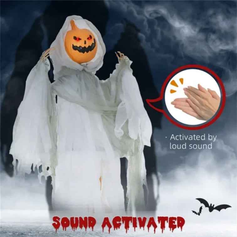Sound-Activated Howling Pumpkin Ghost Yard Decor