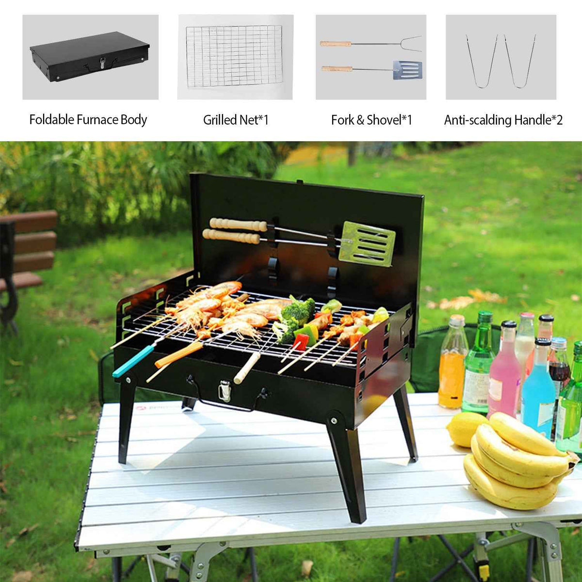 Foldable Portable Charcoal Grill – Suitcase BBQ for Camping