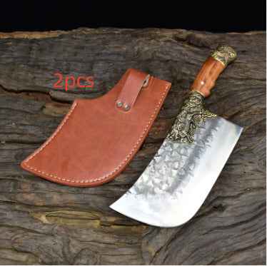 Hand-Forged Chef Knife – 7Cr17MoV Steel, Carved Wood Handle