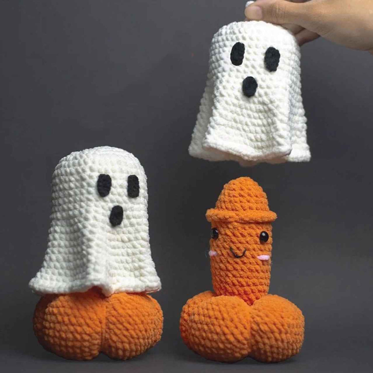 Crocheted Pumpkin & Ghost Ornaments – Handmade