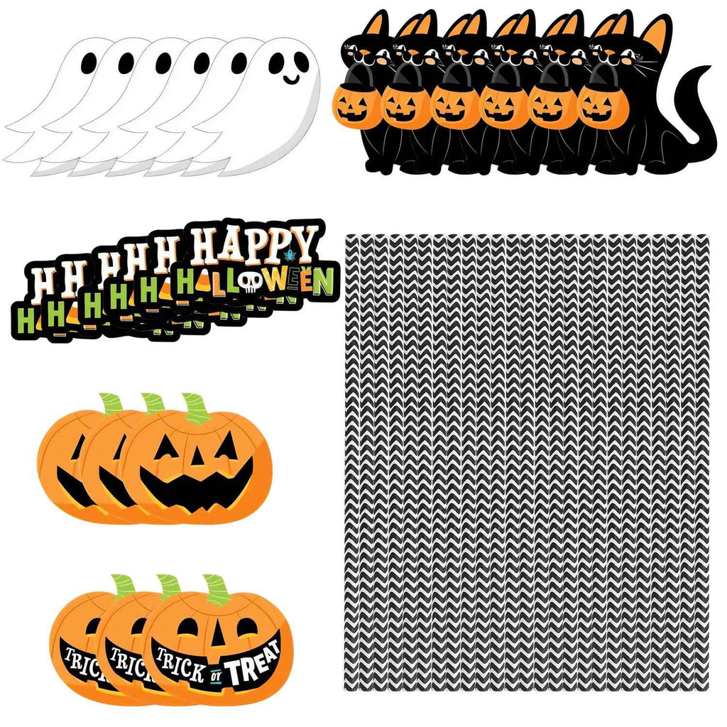Halloween Paper Straws – 25 Pack, Ghost & Cat Prints