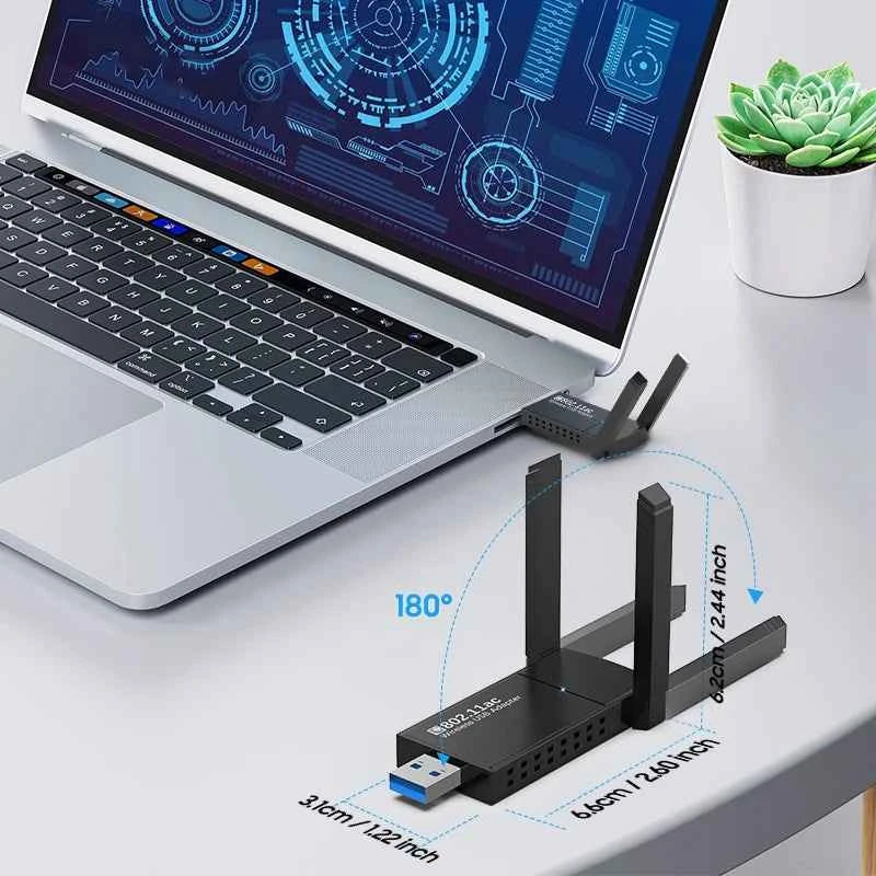 USB 3.0 Wireless WiFi Adapter - 1300Mbps Long Range & Dual Band