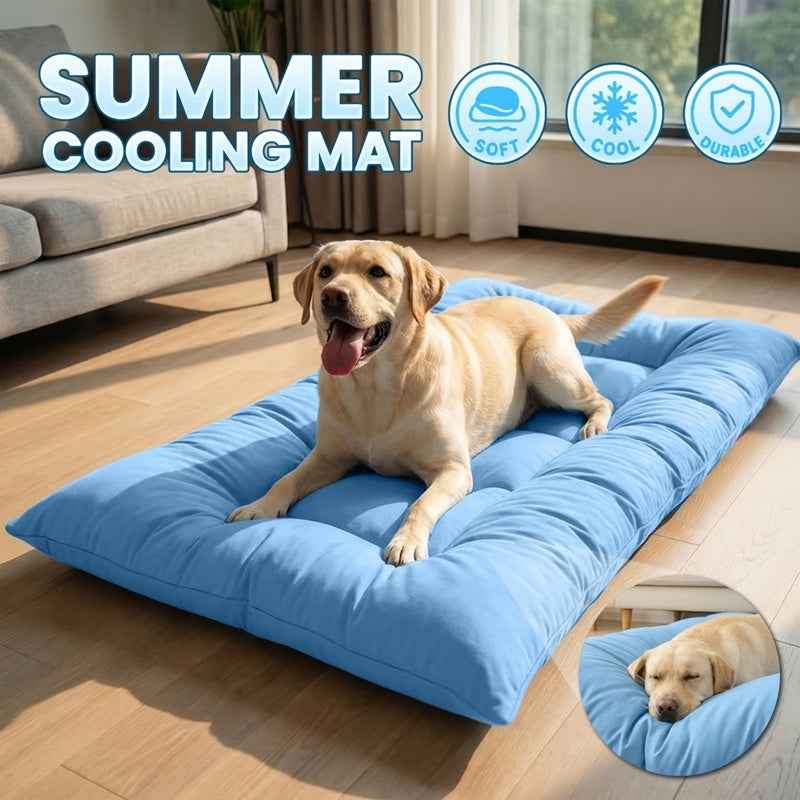 XL Plush Dog Sofa Bed, 8-Compartment Cooling Mat with Non-Slip Bottom - GoSavvyNow