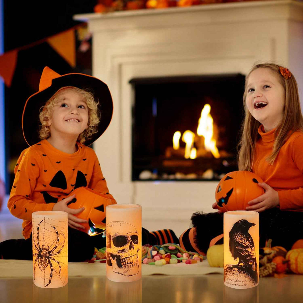 Flameless Halloween Candle Lamp 3-Pack – Timer, Battery