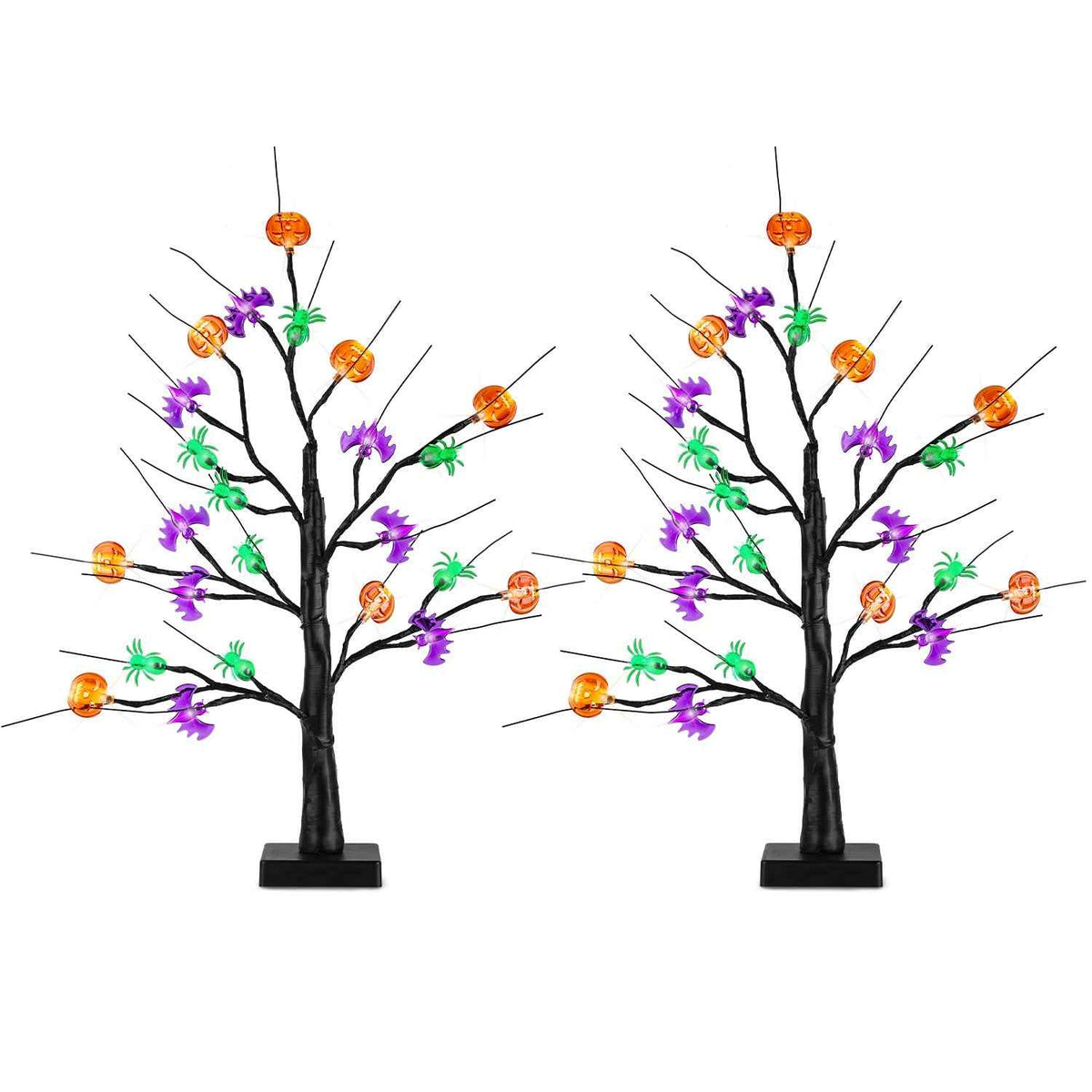 Lighted Halloween Tree 2-Pack – 24 LEDs with Timer