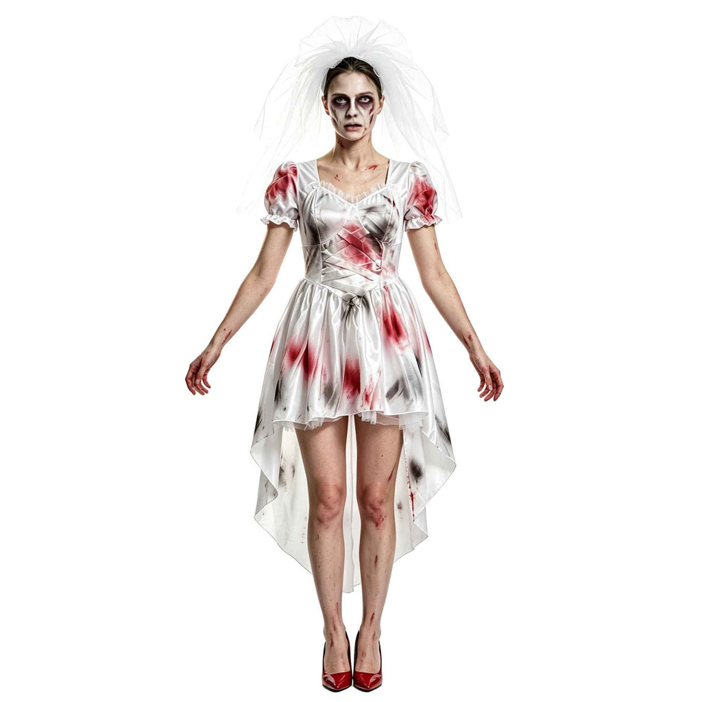 Halloween Ghost Bride White Wedding Dress