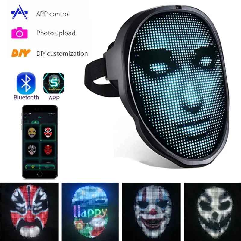 LED Face-Changing Mask – Gesture-Sensing, Party & Bar - GoSavvyNow