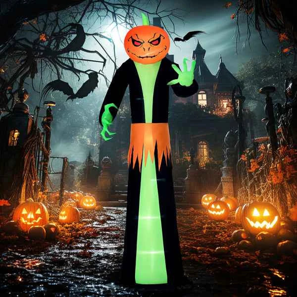 9 ft LED Pumpkin Ghost – Inflatable Yard Decor